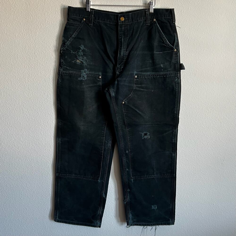 Carhartt B01 BLK faded black double knee work wear carpenter pants